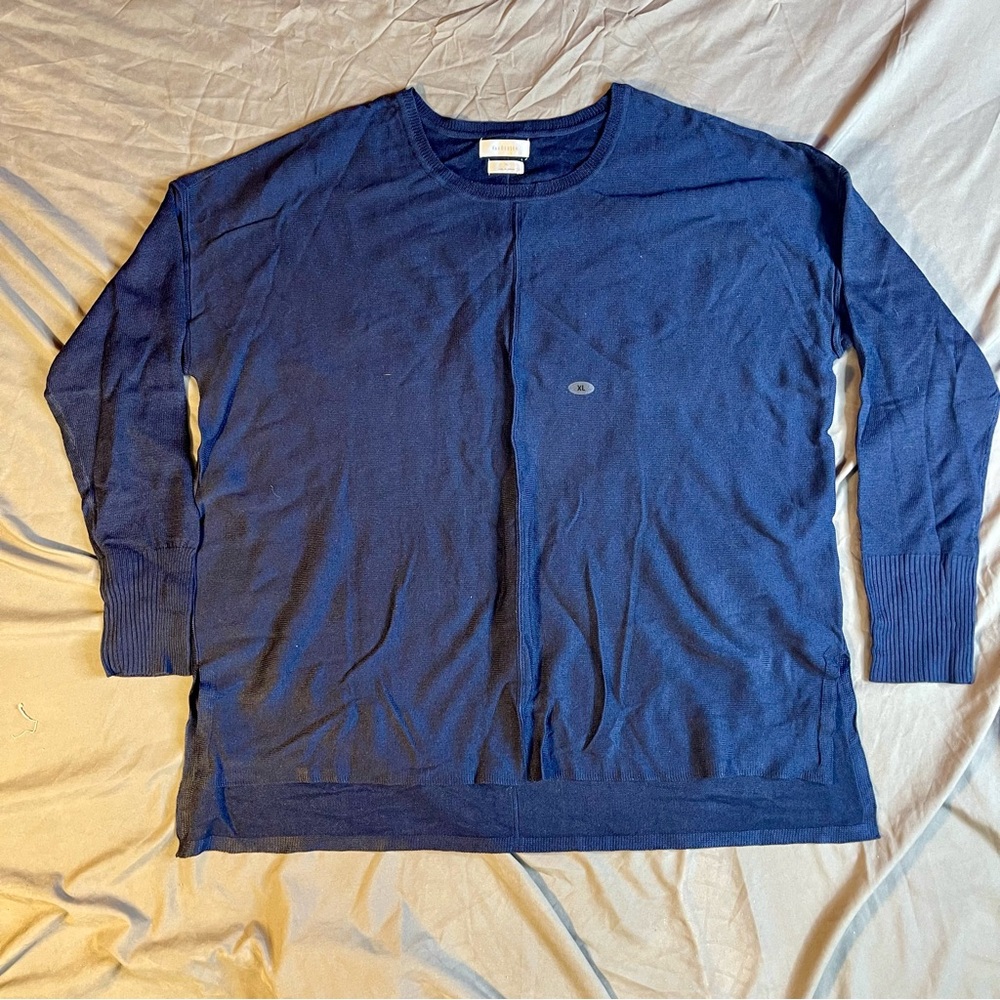 Men's Navy Van Heusen Ribbed Round Neck Pullover Sweater XL